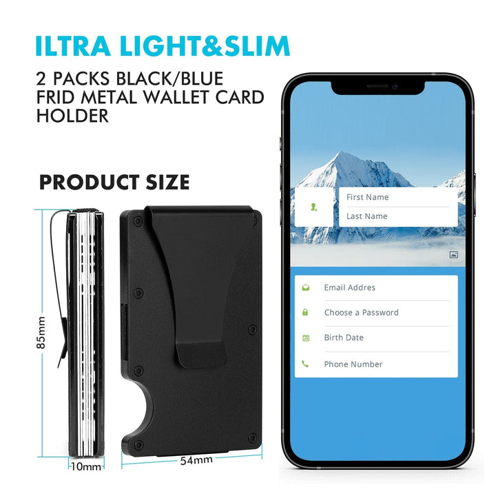 2 Packs Metal Wallet Card Holder