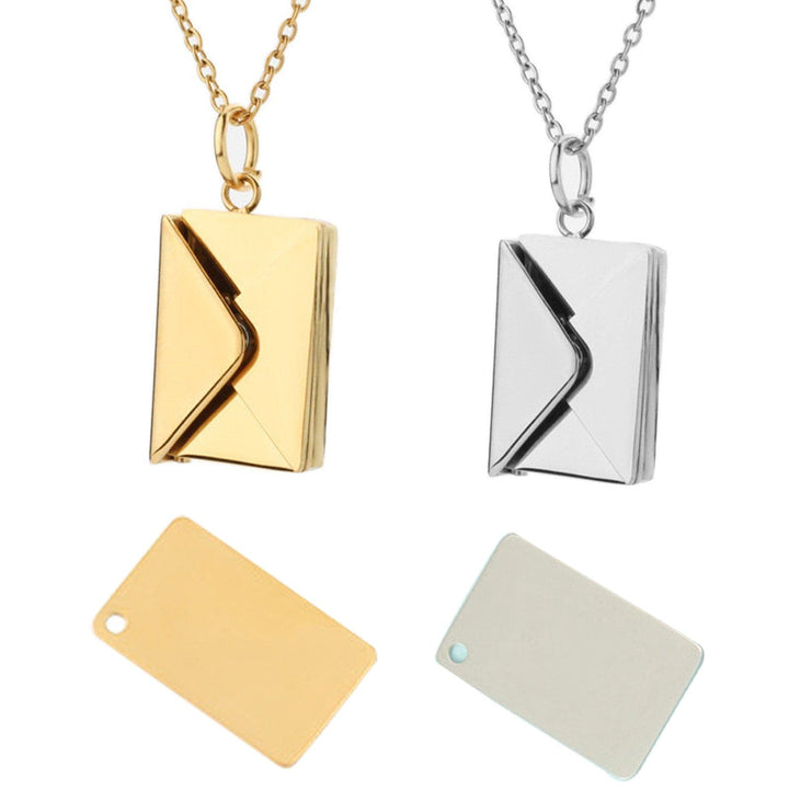 2 PACKS Gold + Silver Couple Envelope Necklace