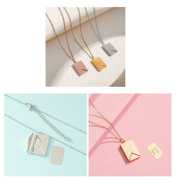 2 PACKS Gold + Silver Couple Envelope Necklace