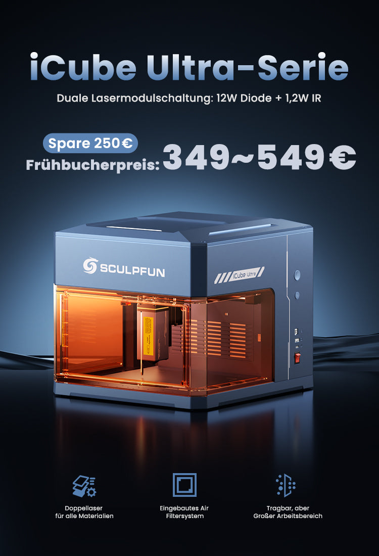 SCULPFUN ICube Ultra 12W Lasergravierer - Desktop Maschine Mit 150x150mm Arbeitsbereich
